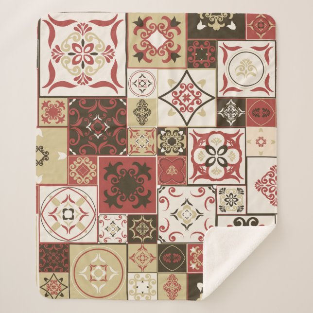 Tile PATTERN from marsala-brown-beige style Morocc Sherpa Blanket (Front)
