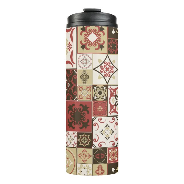 Tile PATTERN from marsala-brown-beige style Morocc Thermal Tumbler (Front)