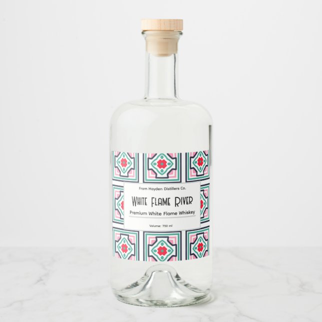 Tile Pattern Personalized Liquor Bottle Labels (Front)