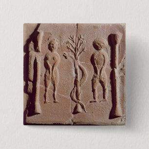Tile representing Adam and Eve, Roman 15 Cm Square Badge