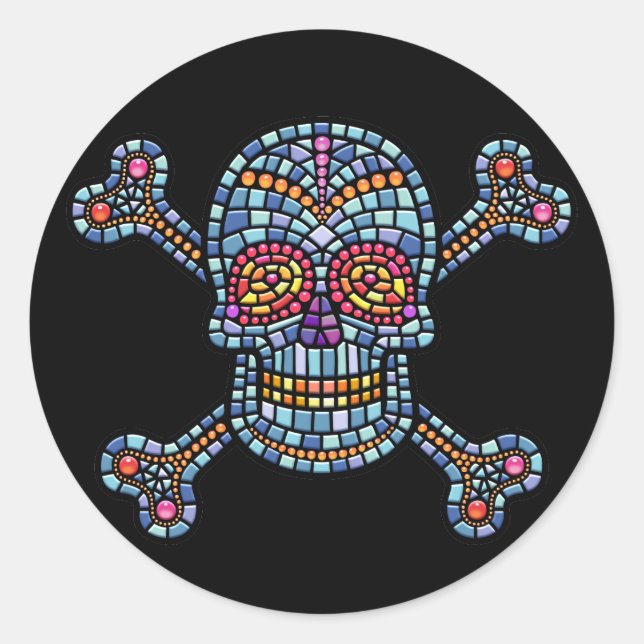 Tile Skull 1 Classic Round Sticker (Front)