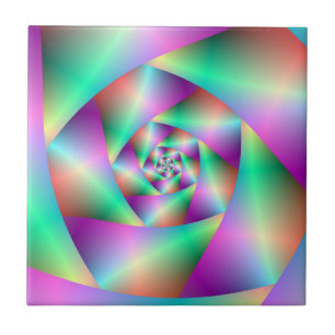 Tile  Spiral in Turquoise and Pink