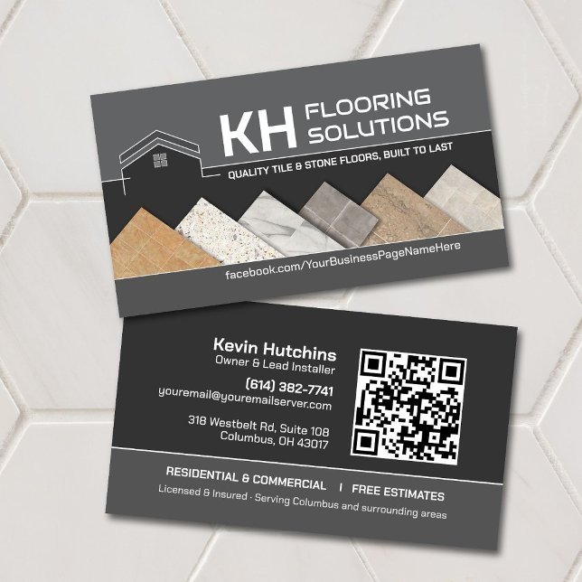 Tile & Stone Flooring Contractor Installation Business Card (Creator Uploaded)