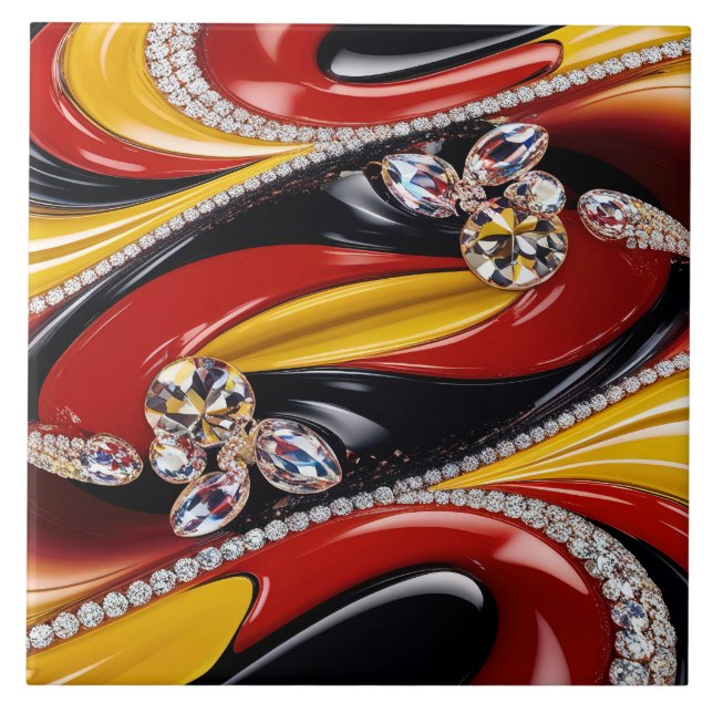 Tile with Belgian Colours modern Design (Front)