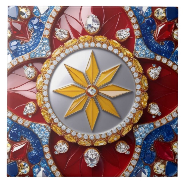 Tile with Colombian Colours modern Design (Front)