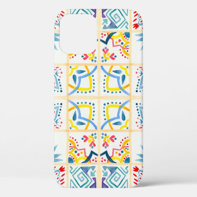 Tiled background with oriental ornaments. Watercol Case-Mate iPhone Case (Back)