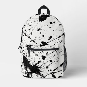 Tiled Black Paint Splatter Pattern Printed Backpack