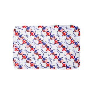 Tiled British USA Heart Flags Country Heritage Bath Mat