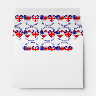 Tiled British USA Heart Flags Country Heritage Envelope