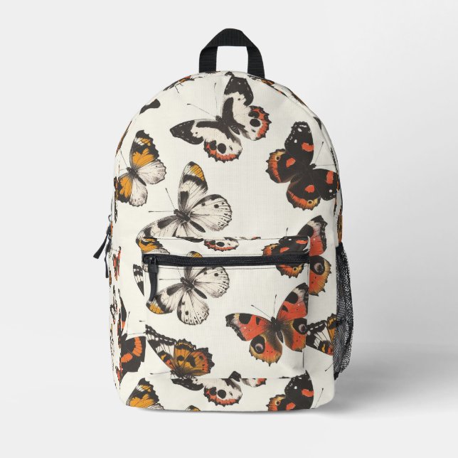 Tiled Butterfly Pattern Printed Backpack (Front)