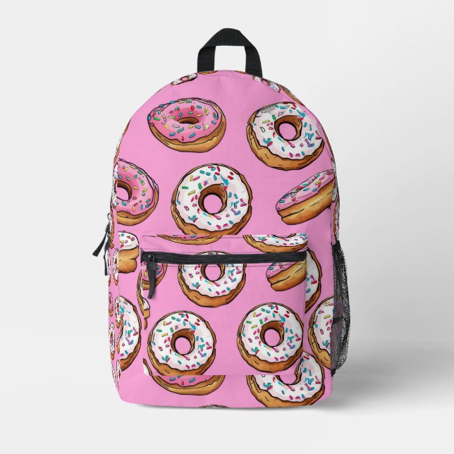 Tiled Doughnut Pattern Printed Backpack (Front)