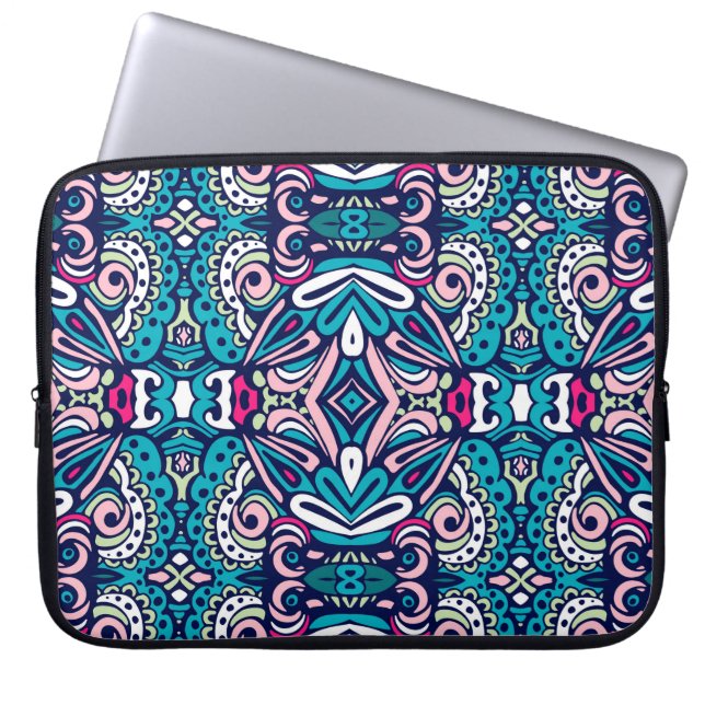 Tiled ethnic pattern. Abstract geometric mosaic vi Laptop Sleeve (Front)