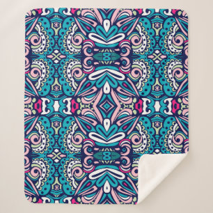 Tiled ethnic pattern. Abstract geometric mosaic vi Sherpa Blanket