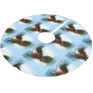 Tiled Frosty Blue Holly Brushed Polyester Tree Skirt