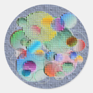 Tiled Geometric Circles Classic Round Sticker