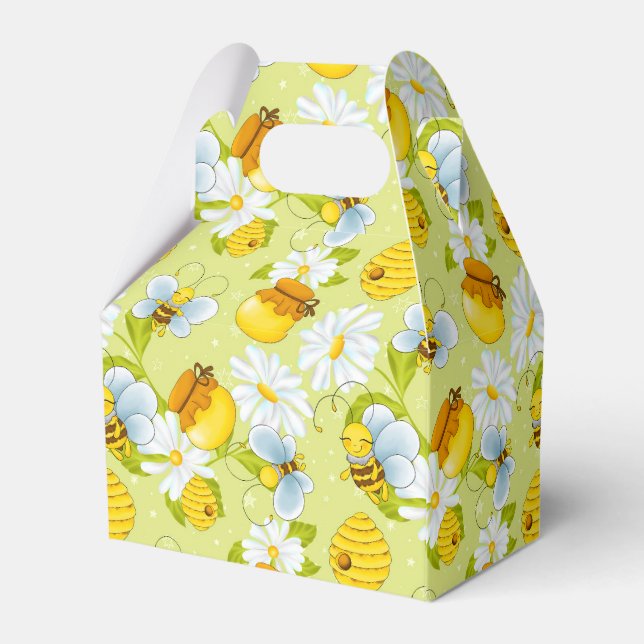 Tiled honey bee pattern party favour box (Back Side)