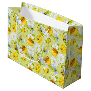 Tiled honey bee pattern party large gift bag