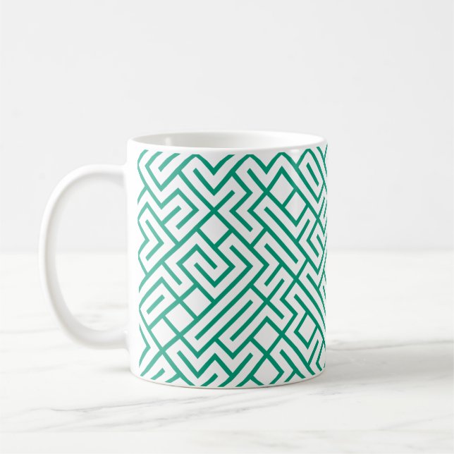 Tiled Lines 10 PRINT Generative (Emerald Line) Coffee Mug (Left)