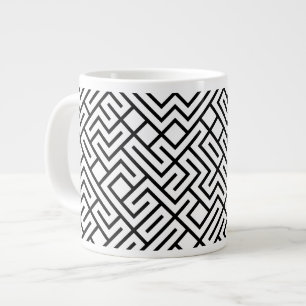 Tiled Lines Generative (Black Line) Unique Large Coffee Mug