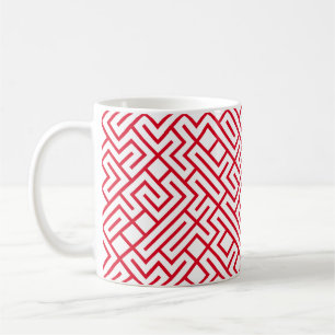 Tiled Lines Generative (Red Lines) Unique Coffee Mug