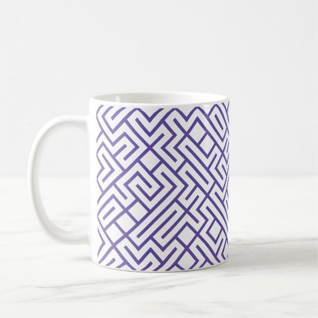 Tiled Lines Generative (Violet Lines) Unique Coffee Mug (Left)