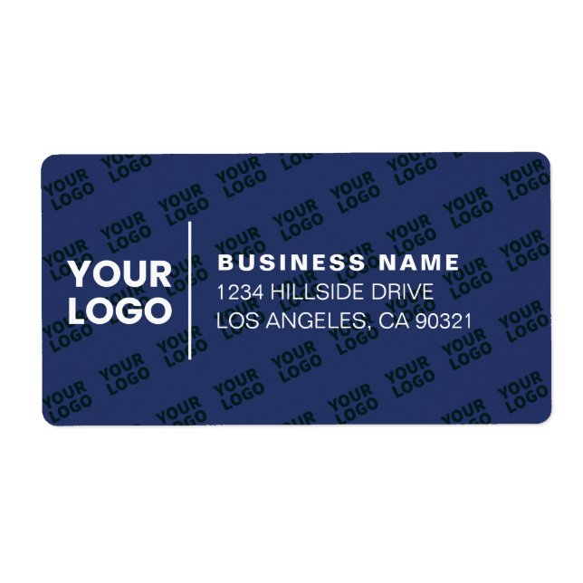 Tiled Logo Pattern Modern Navy Blue Return Address (Front)
