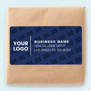 Tiled Logo Pattern Modern Navy Blue Return Address