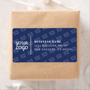 Tiled Logo Pattern Modern Navy Blue Return Address