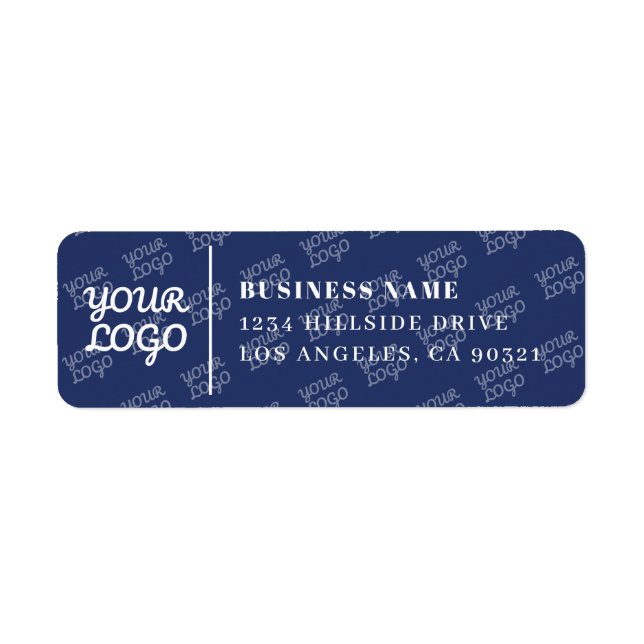 Tiled Logo Pattern Modern Navy Blue Return Address (Front)