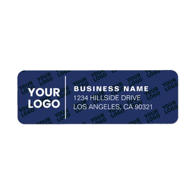 Tiled Logo Pattern Modern Navy Blue Return Address (Front)