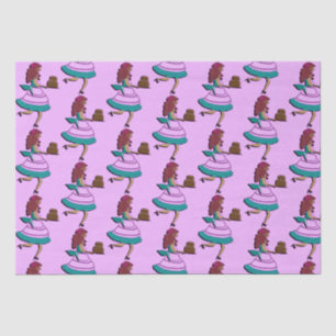 Tiled Pattern of Vintage-like Cake Lady in Dress Tissue Paper