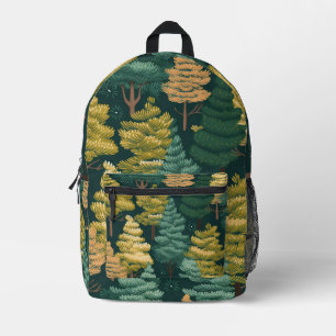 Tiled Pine Tree Pattern Printed Backpack