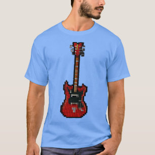 Tiled Pixel Red 8-String Bass Guitar Upright  T-Shirt
