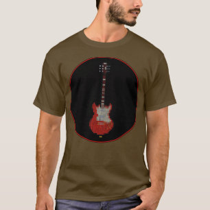 Tiled Pixel Red Pixie Guitar in a Black Circle  T-Shirt