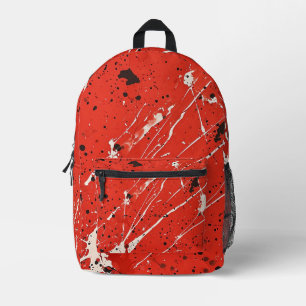 Tiled Red Paint Splatter Pattern Printed Backpack