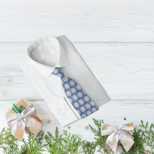 Tiled Rose-Like Paper Snowflake on Blue Gradient  Tie
