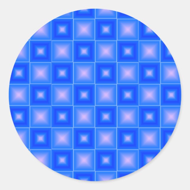 Tiled Tile Reflective Pattern Design Classic Round Sticker (Front)