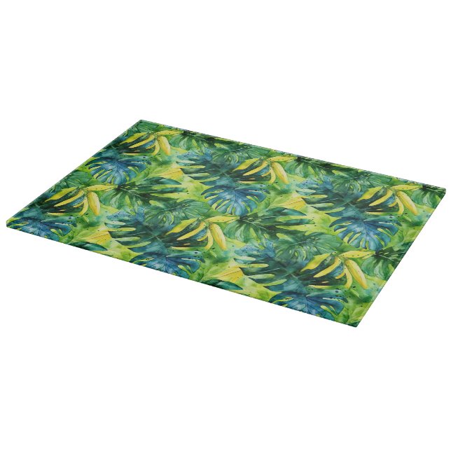 Tiled Tropical leaf beach house pattern Cutting Board (Corner)