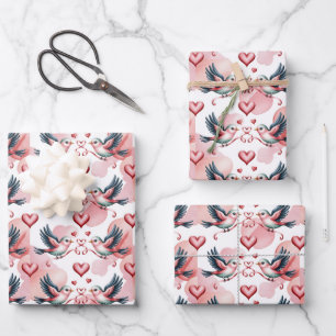 Tiled Wedding love birds pattern  Wrapping Paper Sheet