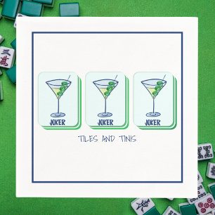 Tiles and Tinis Mahjong Martini Napkin