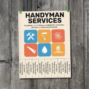 Tiles - Handyman Services Flyer with Tear-Off Tabs
