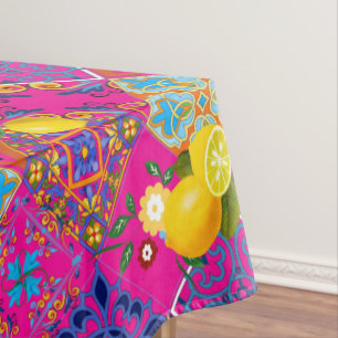 Tiles,mosaic,azulejo,lemons ,Citrus ,majolica,    Tablecloth