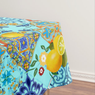 Tiles,mosaic,azulejo,lemons ,Citrus ,majolica,  Tablecloth