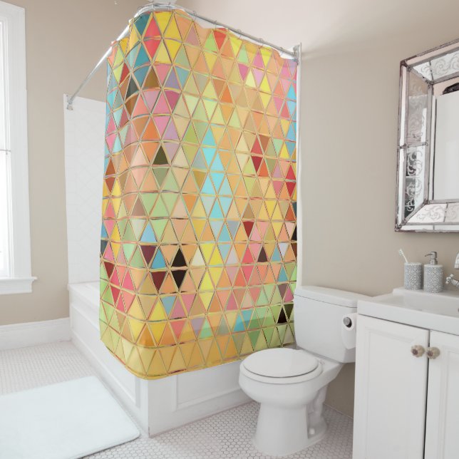 Tiles Stained Glass Boho Shower Curtain (In Situ)