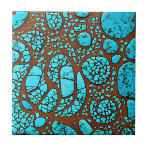 Tiles with turquoise patterns