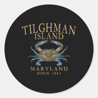 Tilghman Island Maryland Crab Since 1661 Retro Tan Classic Round Sticker