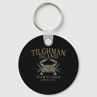 Tilghman Island Maryland Crab Since 1661 Retro Tan Key Ring