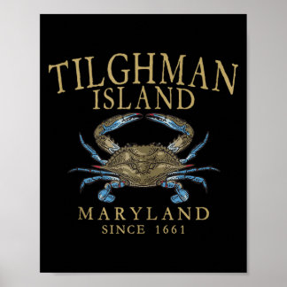 Tilghman Island Maryland Crab Since 1661 Retro Tan Poster