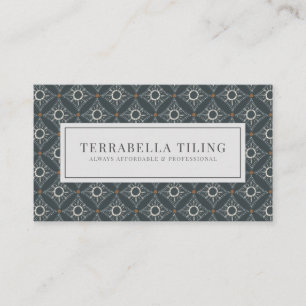 Tiling Flooring Gray Black Diamond Pattern Business Card