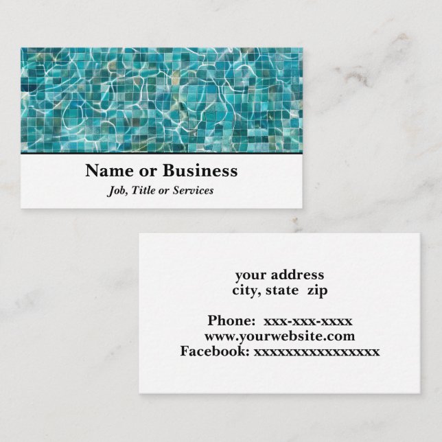 Tiling in a pool business card (Front/Back)